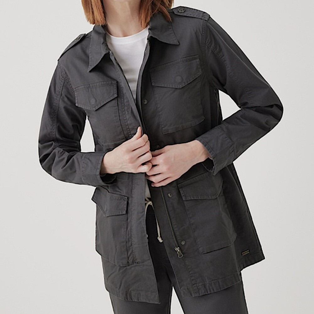 Pact Organic Woven Lined‎ Safari Jacket Gray Large